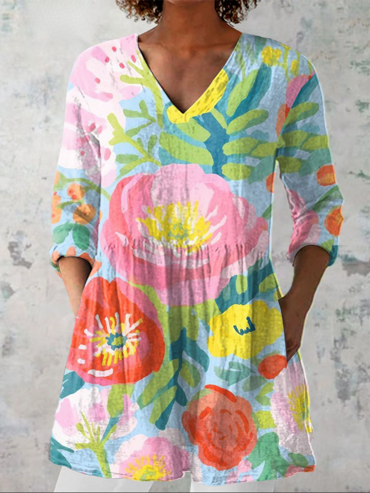 Helene watercolour floral blouse in Multicolour, front view