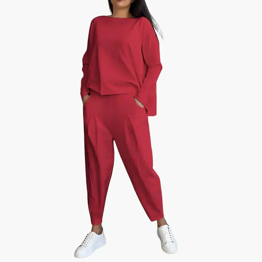 LuxeLounge cosy knit set in Red, view 7