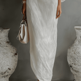 Aurora one shoulder linen maxi dress, view 8
