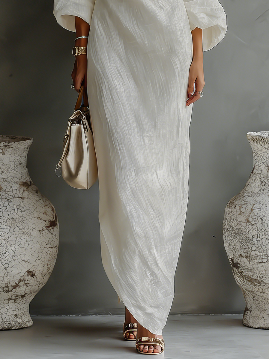 Off shoulder linen maxi dress, view 6