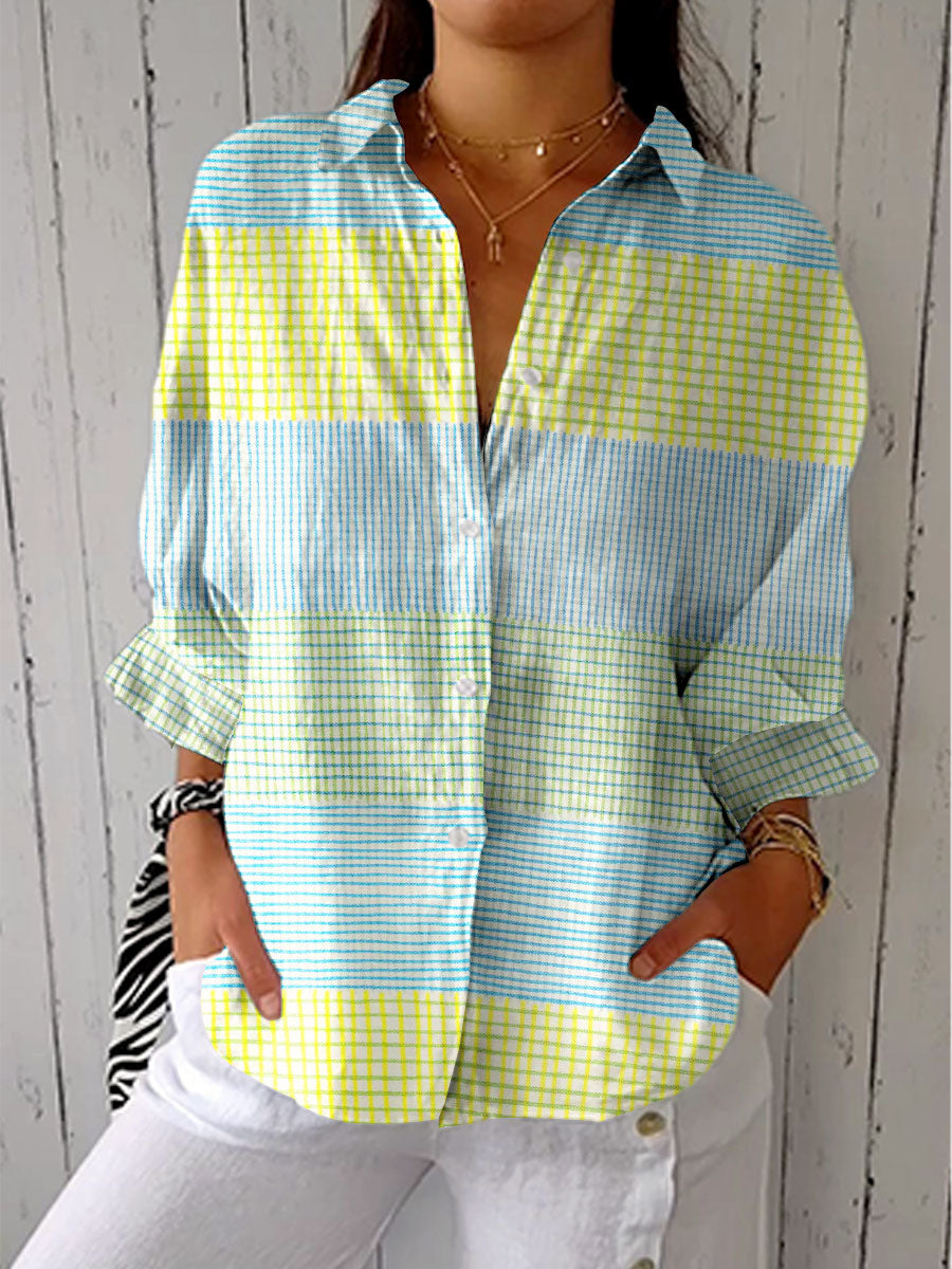 Filippa pastel grid print blouse in Multicolour, front view