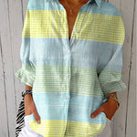 Filippa pastel grid print blouse in Multicolour, front view