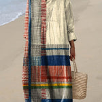 Rivka patchwork print midi dress, front view