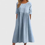 Cindy Cotton Midi Dress in Light Blue, view 5