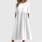 Cindy Cotton Midi Dress in White, view 6