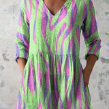 Oceane ethnic print blouse in Green, front view
