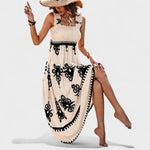 Liora smocked bodice maxi dress in Cream, front view