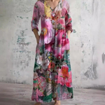 Lynn floral maxi dress in Pink, front view
