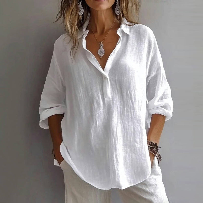 Lexi cotton blend blouse, view 2