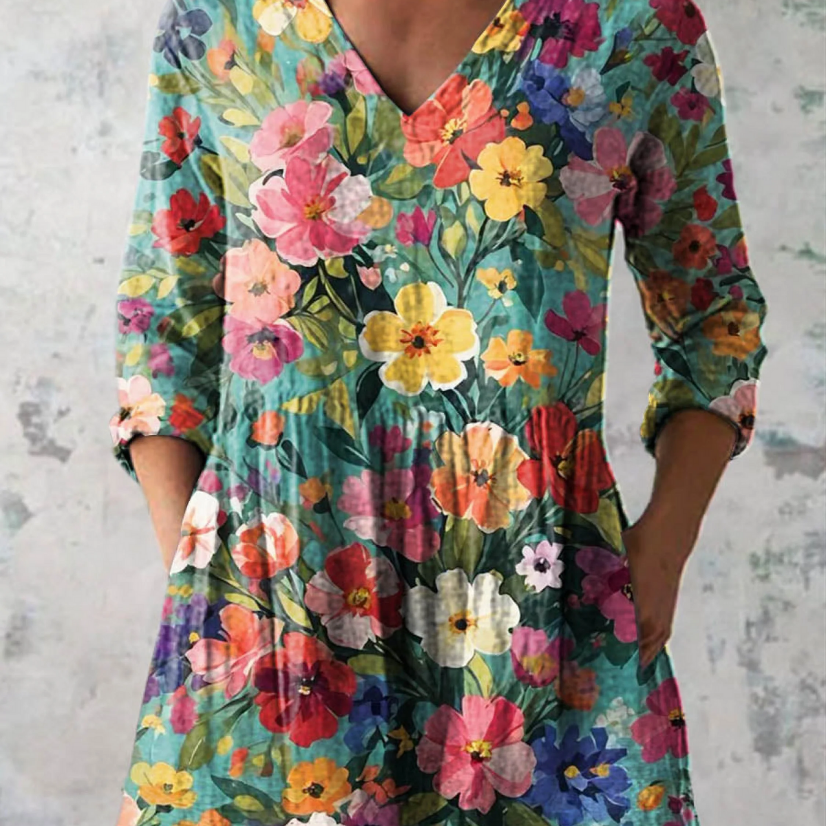 Nora bright floral blouse in Multicolour, front view