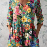 Nora bright floral blouse in Multicolour, front view