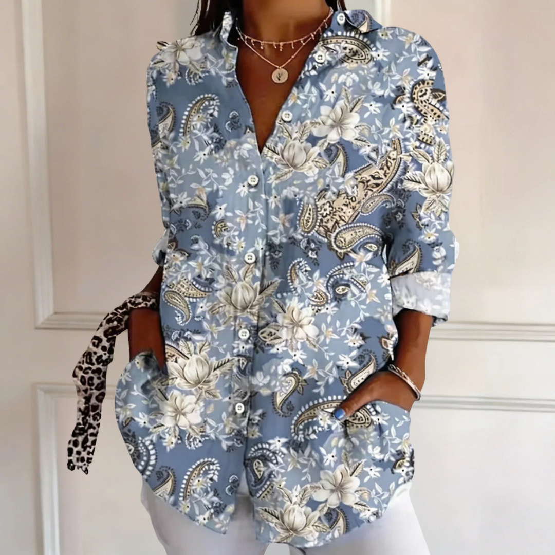 Brandy blue floral blouse in Multicolour, front view