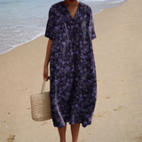 Comfortable Summer Dress, floral print in three styles in Purple Floral, view 3
