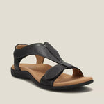 Charlotte Twin Strap Comfort Sandals in Black, front view