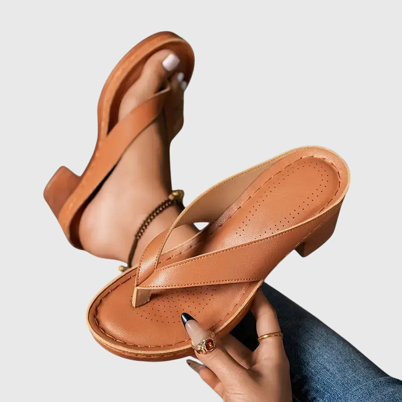Gianna Orthopaedic Toe Post Sandals in Brown, view 2