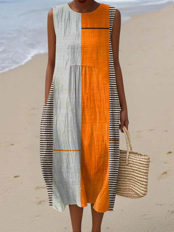 Vivienne colour block midi dress, front view