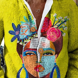 Iona chartreuse embroidered portrait cardigan in Multicolour, view 3