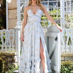 Vera elegant linen maxi dress in White, view 6