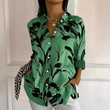 Reagan green leaf print blouse in Multicolour, front view