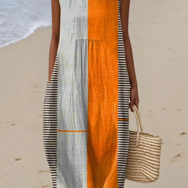 May colourblock midi dress in Multicolour, front view