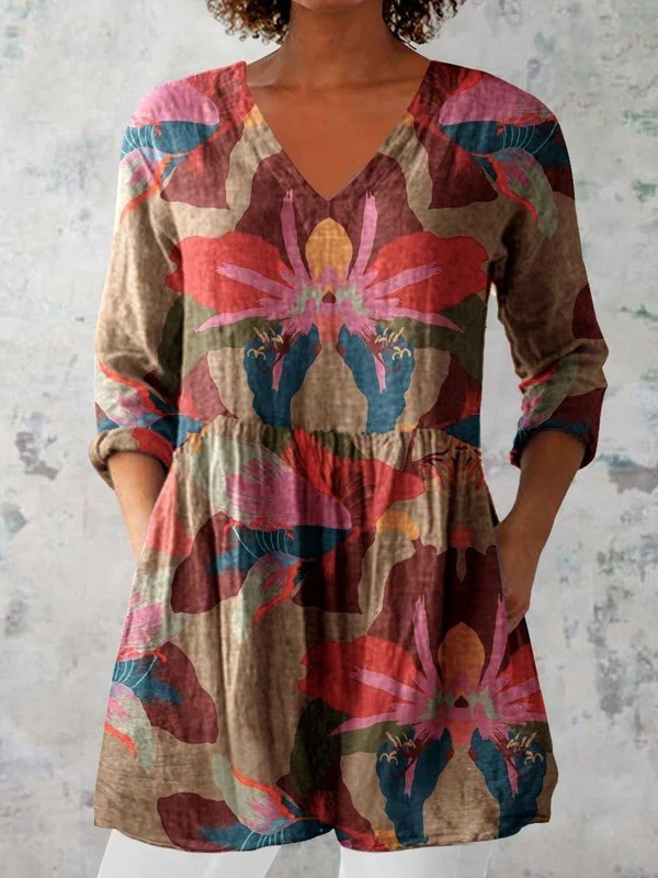 Sarah mixed print blouse in Multicolour, front view