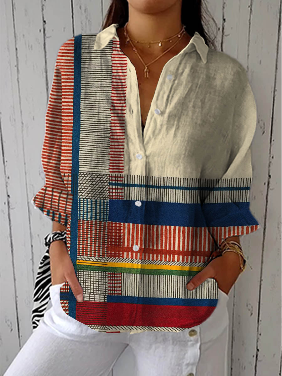 Freyja artistic colour block blouse in Multicolour, front view