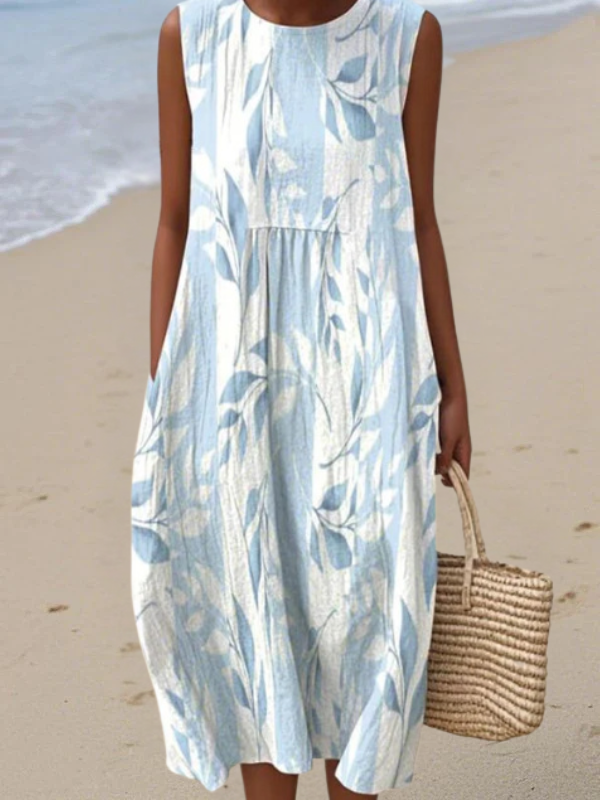 Cecily Leafy Print Midi Dress, front view