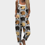 Comfortable Grey Sheep Print Dungarees, front view