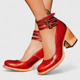 Janelis Block Heel Shoes in Red, view 6