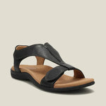 Lara Leather Strap Comfort Sandals in Black, view 4