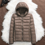 Metta champagne hooded puffer jacket, view 2