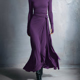 Gabriella side knot long dress in Purple, view 3