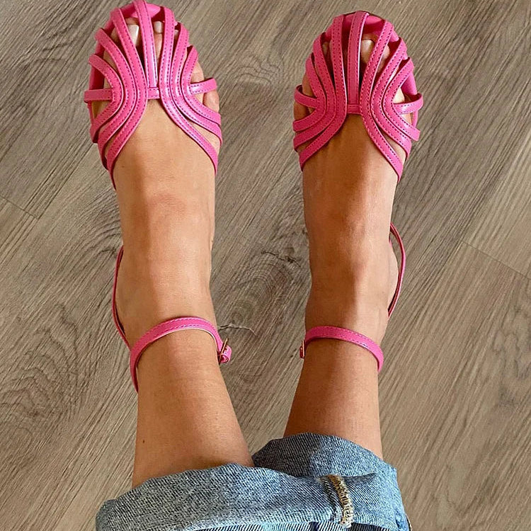 Romy layered strap sandal in Pink, view 3