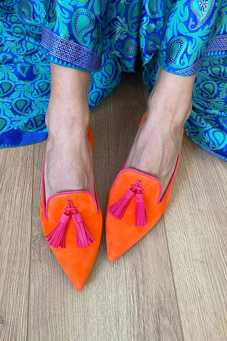 Portia plum tassel flats in Orange, view 4