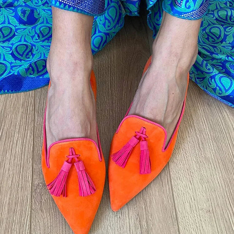 Portia plum tassel flats in Orange, view 4