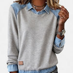 Mia casual long sleeve blouse in Grey, view 9
