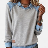 Mia casual long sleeve blouse in Grey, view 9