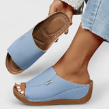 Celestria Orthopaedic Slide Sandals in Blue, front view