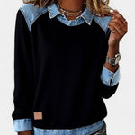 Mia casual long sleeve blouse in Black, view 5