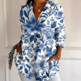 Brooklyn blue floral blouse in Multicolour, front view