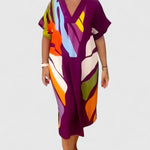 Cymarie Leaf Print Dress in Purple, view 3