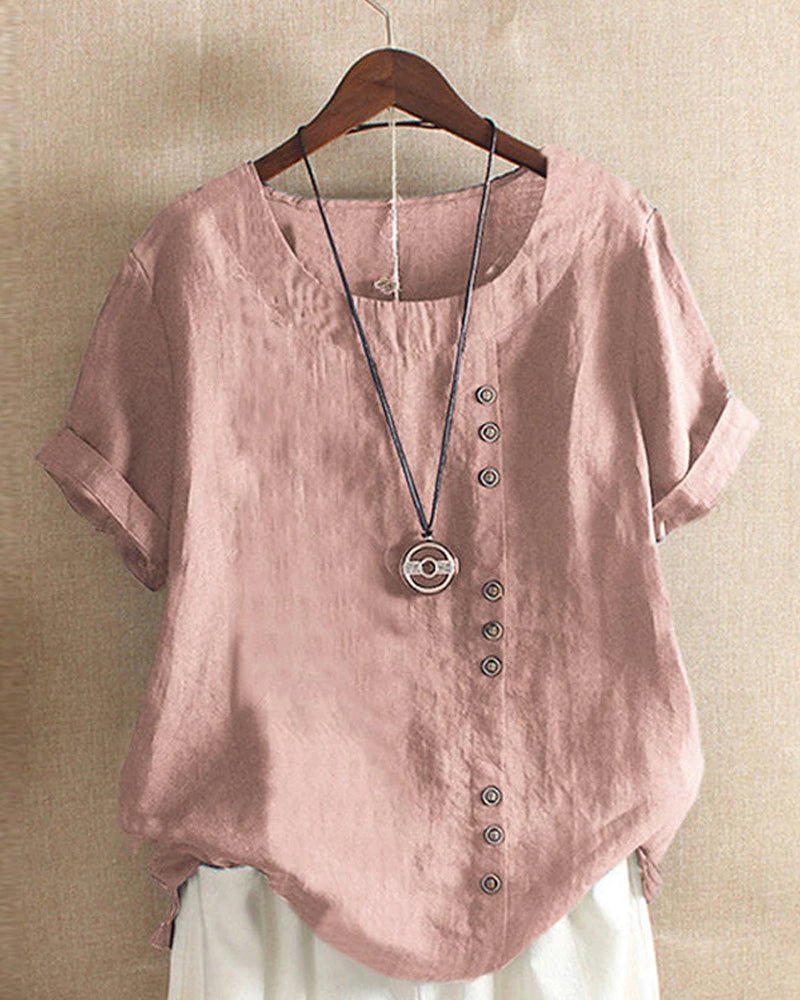 Miranda chic summer tee in Rose, front view