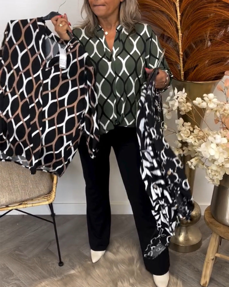 Janny geometric print blouse, view 8