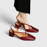 Mikaela slingback heels in Red, front view