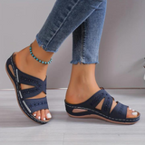 Emma Soft Step Slide Sandals in Blue, view 3