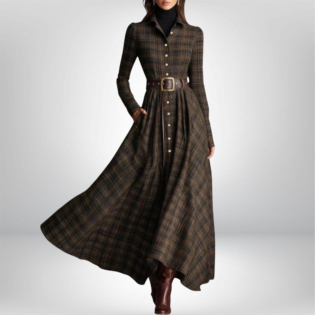 Millie belted plaid shirt dress, view 4