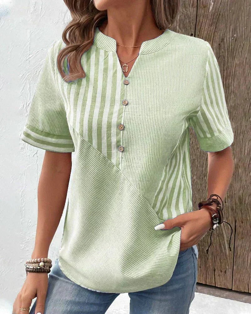 Lila soft striped blouse in Green, view 5