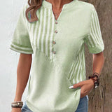 Lila soft striped blouse in Green, view 5