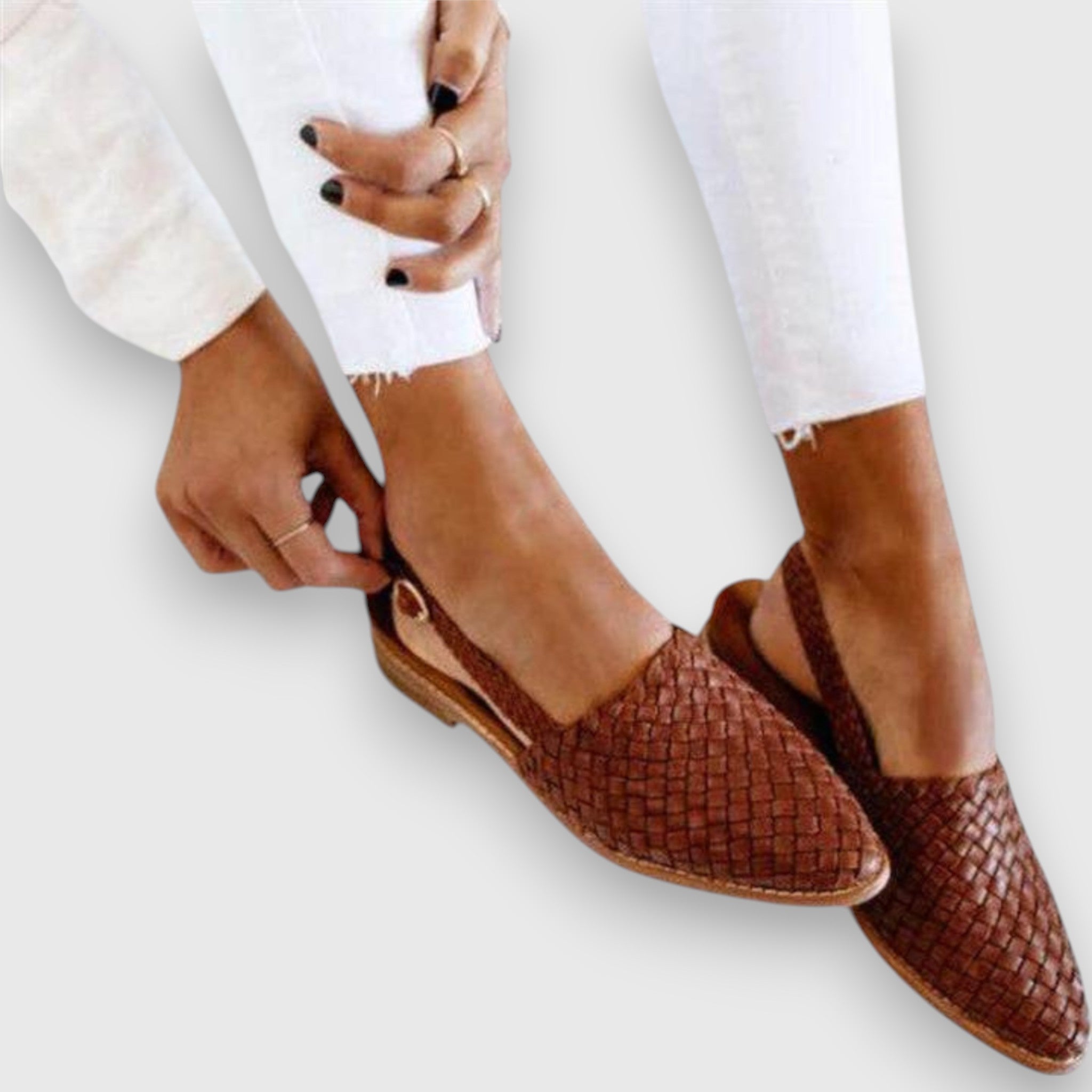 Lysena comfy sandals in Brown, front view