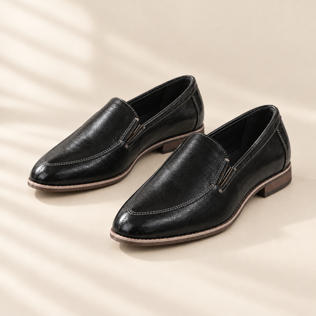 Elina classic black loafers, front view